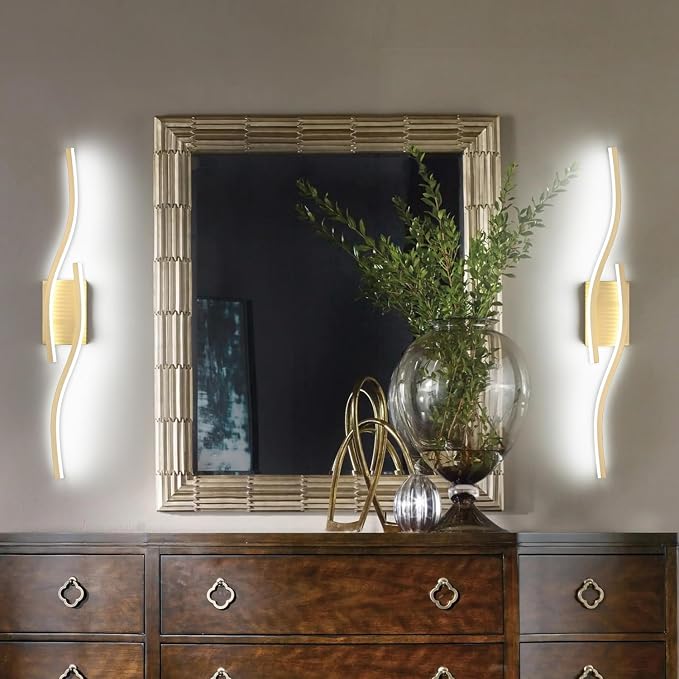 PRESDE 32 Inch LED Bathroom Vanity Light Bar, Modern Brushed Gold Wall Lighting Fixture Over Mirror Dimmable