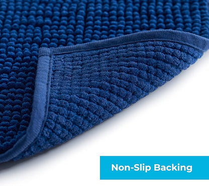 Linenspa Chenille Bath Mat— 1 Piece, Non Slip, Water Absorbent, Fast Drying, Machine Washable, Bath Rug For Bathroom - Dorm Room Essentials