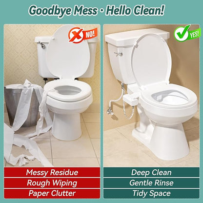 ‌BIGCOW Ultra-Slim Bidet Attachment, Self-Cleaning Dual Nozzle (Front/Rear Wash), One-Finger Command, Ergonomic 3+1 Tactile Controls, Pressure Dial & Tool-Free Install, Instant Hygiene Upgrade