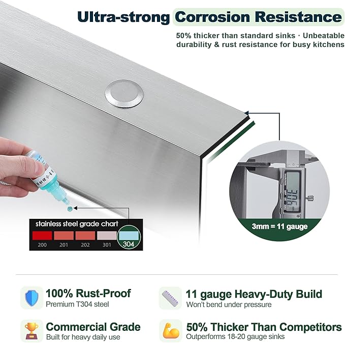 19 x 17 inch Bar Sink, Drop-in Tight Radius Brushed Stainless Steel Topmount Kitchen Sink Single Bowl