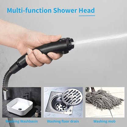 KAIYING RV & Camper High Pressure Handheld Shower Head with Pause Button | 3 Spray Modes with ON/OFF Switch, Detachable Dog Shower Attachment, Pet Shower Wand with Bracket & Hose, Matte Black