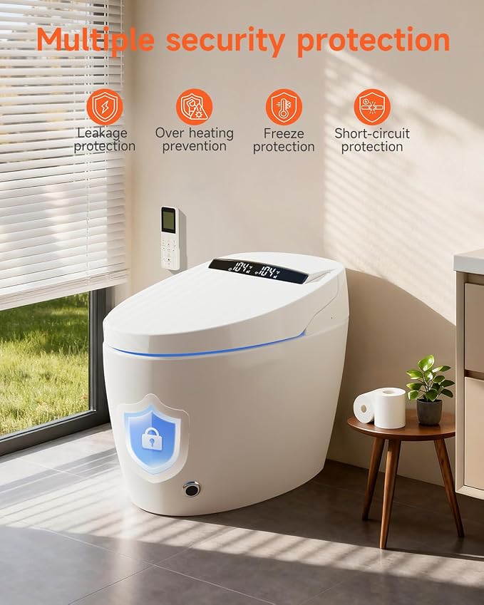 Smart Toilet with Bidet Built In, One Piece Electric Toilets|ADA | Auto Open/Close|17.2'' ADA|Powerful Siphon Flush|Foot Sensor Operation|Instant Warm Water,Dryer|LED Display & Night Light