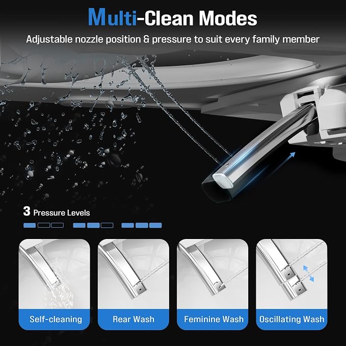 Smart Toilet with Bidet Built In, Tankless Bidet Toilet with 1000g MaP Flush Power, Auto Open/Close Lid, Dual Auto Flush, Heated Seat, Air Dryer, Multiple Cleaning Modes, Foot Sensor