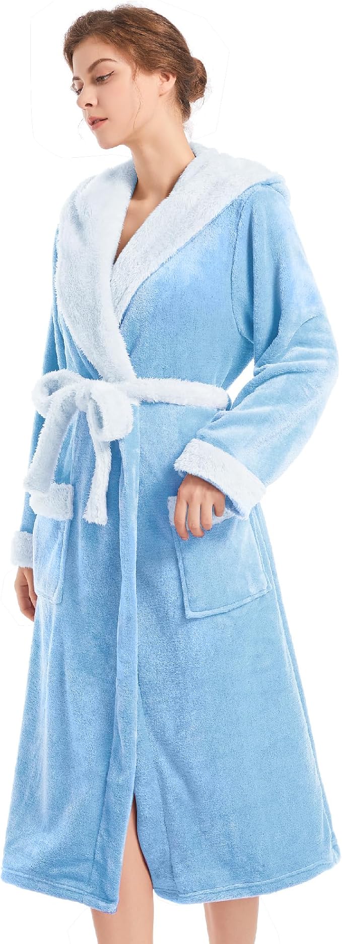 Inner Wish Women Hooded Plush Robe, Fleece Highly Absorbent Cozy Warm Bathrobe