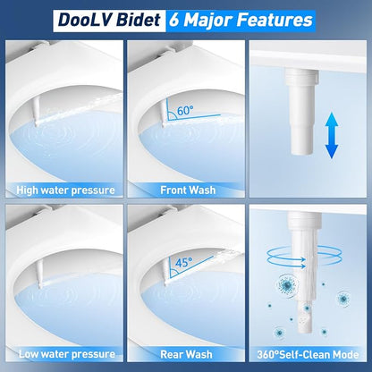 Upgraded Hot Cold Bidet Attachment for Toilet - Chrome | Non-Electric Warm Water Bidet Toilet Attachment, Adjustable Water Pressure, Self-Clean Retractable Nozzle, Front & Rear Wash