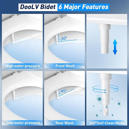 Upgraded Hot Cold Bidet Attachment for Toilet - White | Non-Electric Warm Water Bidet Toilet Attachment, Adjustable Water Pressure, Self-Clean Retractable Nozzle, Front & Rear Wash