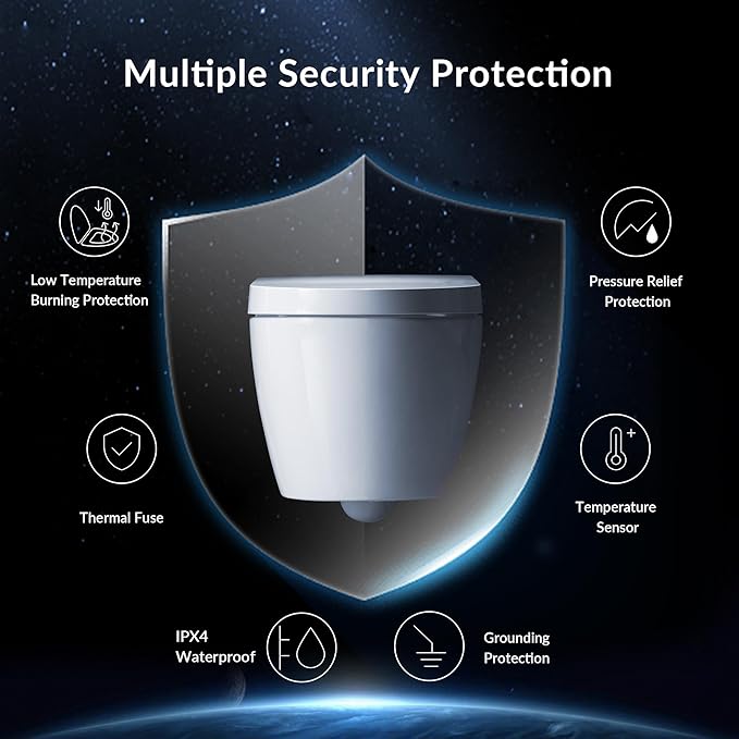 WOODBRIDGE Wall-Hung Smart Toilet with Dual-flush, Bidet Wash Function, Heated Seat & Dryer, Concealed Tank system and White Marble Stone Slim Flush Plates, LT611+ SWHT611+FP611-WH