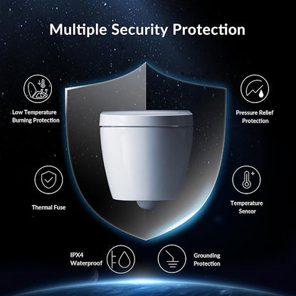 WOODBRIDGE Wall-Hung Smart Toilet with Dual-flush, Bidet Wash Function, Heated Seat & Dryer, Concealed Tank system and White Marble Stone Slim Flush Plates, LT611+ SWHT611+FP611-WH