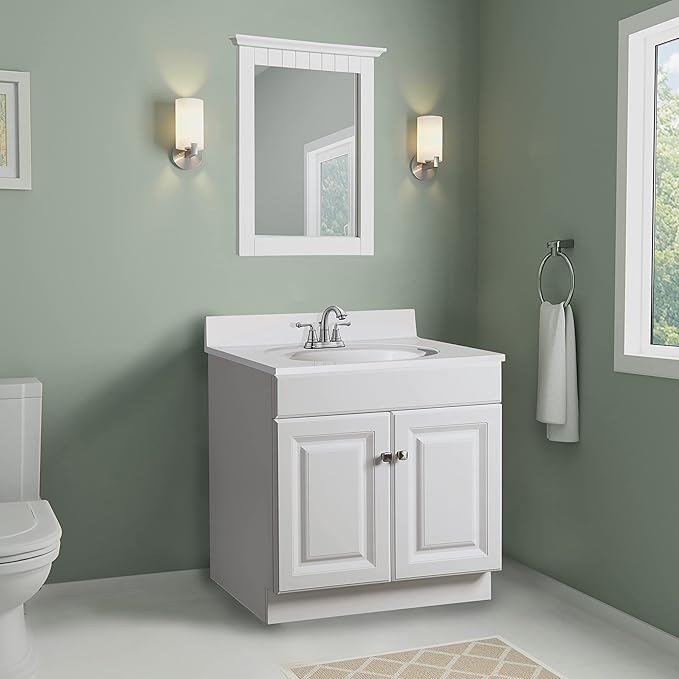 Design House Wyndham Bath Vanity Without Top, 2 Cabinet Doors, for 25-in. x 19-in. Vanity Top, Flush to Floor, Easy Assembly, for Bathroom, White, 21.0 in. L x 24.0 in. W x 31.5 in. H, 597138