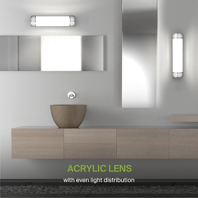 ASD 18 Inch LED Bathroom Vanity Light, 5CCT 2700K-5000K 20W, Dimmable Bathroom Light Fixtures, Modern Vanity Lights for Bathroom Lighting Fixtures Over Mirror, Wall Light Bar, Brushed Nickel, ETL, 4P