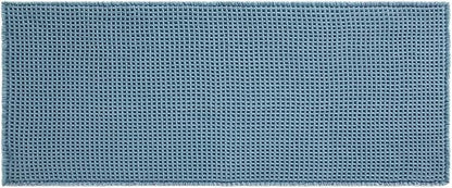 TYUU Waffle Runner Rug Bathroom, Long Boho Bath Mat, 60x24 Denim Blue | Super Absorbent Quick Dry Bath Rug, Non-Slip Backing, Soft Waffle Washable Farmhouse Bathroom Mats, Tub, Shower & Home Decor
