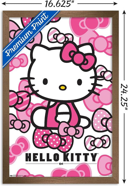 Trends International Hello Kitty: 16 Core - Bows Wall Poster, 22.4L x 14.7W, Bronze Framed Version
