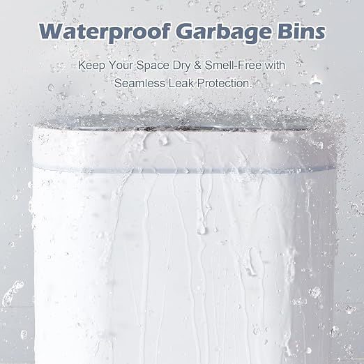 ELPHECO 2 Pack Bathroom Motion Sensor Trash can 2.5 Gallon + 2 Gallon Automatic Garbage Can Bathroom Decor, Slim Plastic Smart Trash Bin with Lid, Garbage can for Kitchen, Office, White, 2 Pack