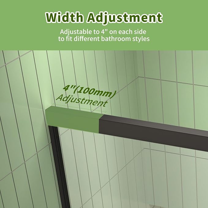ACE DECOR Double Sliding Bathtub Shower Door 56"-60" W x 58" H, Matte Black | Tub Shower Doors for Walk-in Shower,6mm Clear SGCC Tempered Glass,Bypass Shower Enclosure Easy-Clean Nano Coating&Waterproof