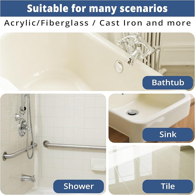 DWIL Tub Paint, Tub and Tile Refinishing Kit with Tools, White Bathtub Paint Water Based &Low Odor, Easy to Use for Sink Bathroom Shower, Vanilla White, 25-30sq.ft