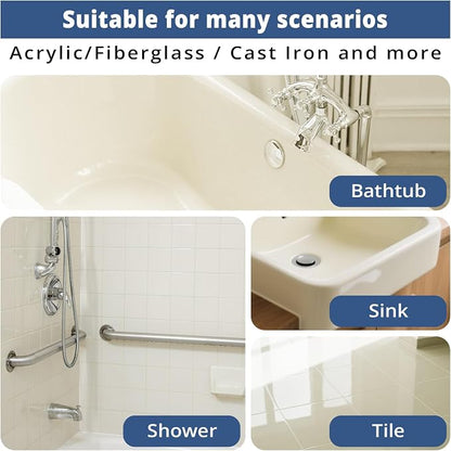 DWIL Tub Paint, Tub and Tile Refinishing Kit with Tools, White Bathtub Paint Water Based &Low Odor, Easy to Use for Sink Bathroom Shower, Vanilla White, 25-30sq.ft
