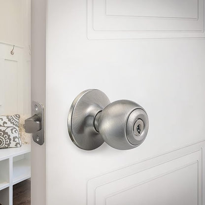 Design House 781880 Ball Keyed Entry Door Knob Satin Nickel