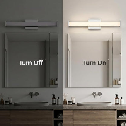 URSOLA 36" Modern LED Bathroom Light Fixtures, Chrome 3CCT Dimmable Bathroom Vanity Light Over Mirror, Bathroom Vanity Bath Bar Lights with Double Layer Acrylic Shade