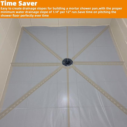 Pitch Shower Kit Pre Sloped Shower Pan Kit for Pitch,Quick Shower Stick Kit | For Shower Floor Mortar Bed with Water Drainage Slope,Shower Slope Kit with Center Ring & 8 Float Sticks Shower Slope System