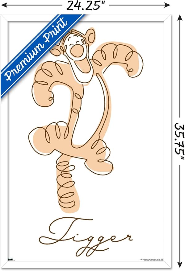 Trends International Disney Simple Moments Line Art - Tigger Wall Poster, 34L x 22.4W, White Framed Version