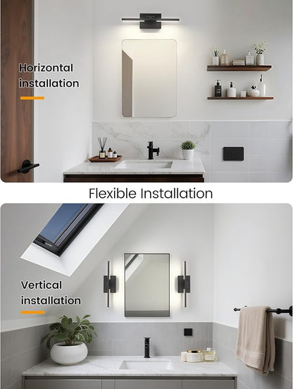 NIORSUN 15.7 Inch Modern Bathroom Light Fixture, 20W 5CCT Dimmable LED Black Bathroom Vanity Lights Over Mirror, Vanity Lights for Bathrooms Restroom Mirror- ETL Certified