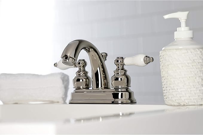 Kingston Brass KB5616PL Restoration 4 in. Centerset Bathroom Faucet, Polished Nickel