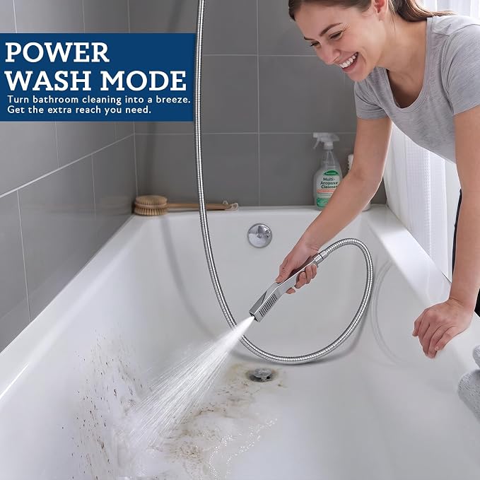 G-Promise 10 Inch All Metal Rain Shower Head with Handheld Spray (Chrome) | Full Body Coverage, Pause Mode Diverter, Power Wash Mode Handheld, Suits Every Height, Easy to Install, Modern Bath Upgrade