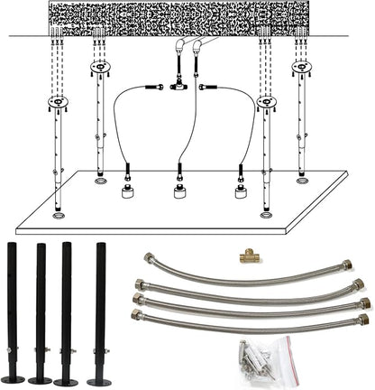 2-Functions Luxury High Pressure Rain Shower Head, 16"x32" Large Ceiling Full Body Shower Head with Silicone Nozzles Rectangle Mist Showerhead, Black Finish