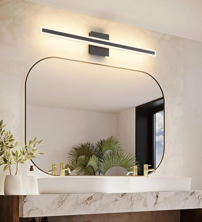 JUSHENG Black Vanity Lights for Bathroom, 5CCT Dimmable Bathroom Lights Over Mirror, Modern LED Vanity Light Fixtures Over Mirror 32'' Inch 24W