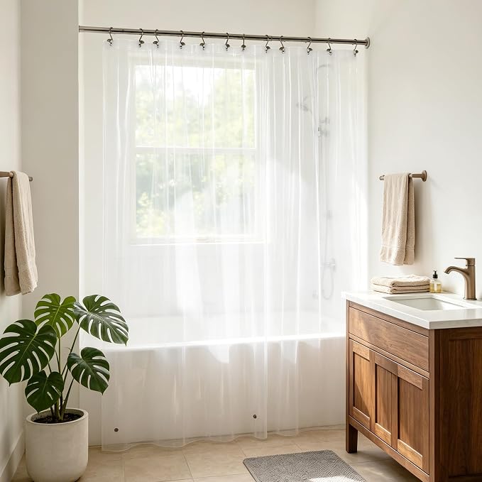 Barossa Design Short Shower Curtain Liner 60 Inch Length, Clear, 70x60 | Waterproof PEVA, PVC Free, Metal Grommets, Lightweight Plastic Shower Liner 70 x 60 Inches Short Size for Bathroom