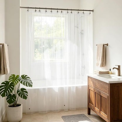 Barossa Design Short Shower Curtain Liner 60 Inch Length, Clear, 70x60 | Waterproof PEVA, PVC Free, Metal Grommets, Lightweight Plastic Shower Liner 70 x 60 Inches Short Size for Bathroom