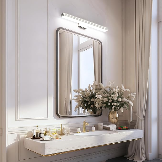 Ralbay 31.5inch Brushed Nickel Vanity Light with 5 Color Temperature (2700K-6000K) Dimmable Acrylic Metal 30W LED Modern Bathroom Light Fixtures