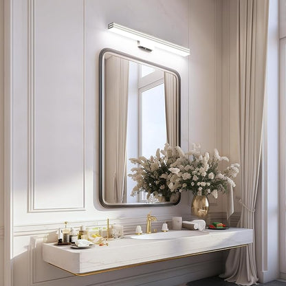 Ralbay 31.5inch Brushed Nickel Vanity Light with 5 Color Temperature (2700K-6000K) Dimmable Acrylic Metal 30W LED Modern Bathroom Light Fixtures
