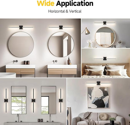 Vanity Lights 32 inch, 4-Level Brightness Built-in Dimmer, 18.5W Dimmable 5CCT Bathroom Light Fixtures Over Mirror, Black Vanity Lights for Bathroom Mirror Bedroom-FCC & ETL Certified
