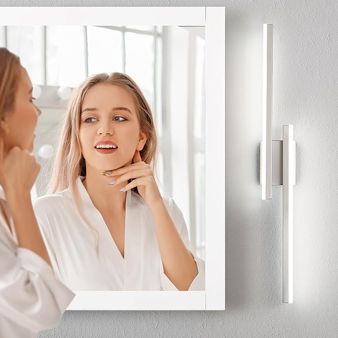 36in Vanity Lights,36W 2500LM Modern Brushed Nickel Vanity Light Bathroom Lighting Fixture Over Mirror, Dimmable LED Bathroom Light Fixture 5000K Cool White Vanity Light Bar -2 Light