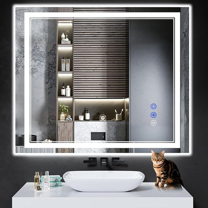40"x36" LED Bathroom Mirror with Lights,Anti-Fog,3 Color Modes