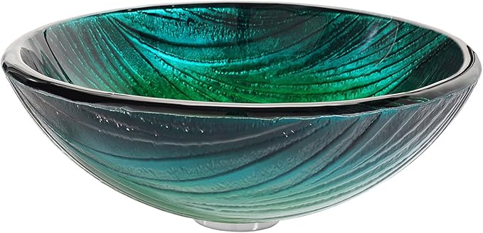 KRAUS Nei Glass Vessel Sink in Green with Ramus Faucet in Chrome