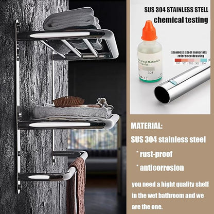 LUANT 24 Inch Bathroom Shelf 3-Tier Wall Mounting Rack with Towel Bars