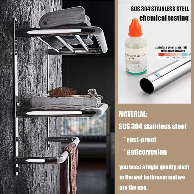 LUANT 30 Inch Bathroom Shelf 3-Tier Wall Mounting Rack with Towel Bars, Extra Long