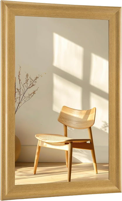 Natural Wall Mirror for Bathroom,Rectangle 24 x 36 inch Vanity Mirrors | Hanging Mirror with Wood Grain Frame for Living Room,Bedroom,Entryway