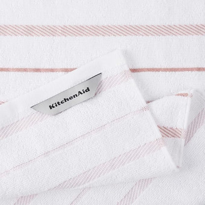 KitchenAid Albany Kitchen Towel 4-Pack Set, Dried Rose/White, 16"x26", (Pack of 2)
