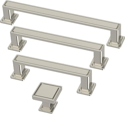 Franklin Brass 10 Pack Polished Nickel Cabinet Handles 5-1/16 inch (128mm) Kitchen Cabinet Handles and Drawer Pulls for Cupboards and Dressers | Recessed Square