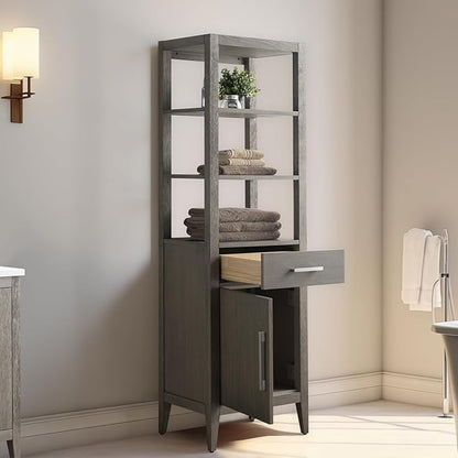HomeBeyond 21 Inch Bathroom Vanity Cabinet with Shelves, Soft-Closing Doors, Driftwood Gray
