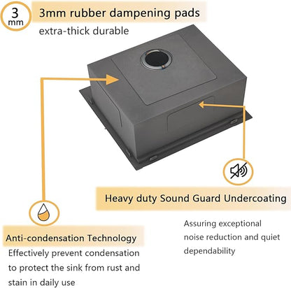 VCCUCINE 21x20 Inch Gunmetal Black Drop in Bar Sink Kitchen Sink Workstation,Topmount RV Small Kitchen Sink,16 Gauge Stainless Steel Wet Bar Sink,Outdoor Single Bowl,Prep Sink with Accessories