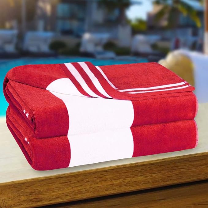 Superior Oversized Beach Towel, Red (Set of 2)