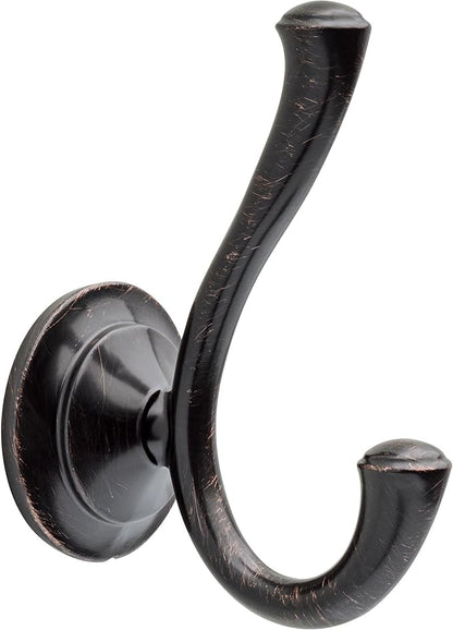Delta Linden (1-Pack) Towel Hooks Venetian Bronze Double Bathroom J Hooks Wall Mounted for Robes & Towels Hand Towel Hook Holder Kitchen, Bathroom Accessories 79435-RB