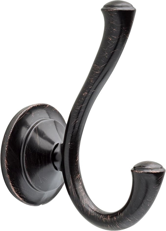 Delta Linden (1-Pack) Towel Hooks Venetian Bronze Double Bathroom J Hooks Wall Mounted for Robes & Towels Hand Towel Hook Holder Kitchen, Bathroom Accessories 79435-RB
