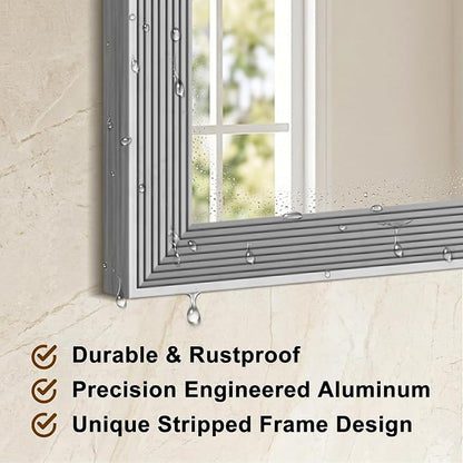 DESBING 30"x36" Silver Bathroom Mirrors for Over Sink | Tempered Glass, Metal Frame, Rectangle Vanity Wall Mirror for Bathroom, Living Room, Bedroom, Horizontally or Vertically