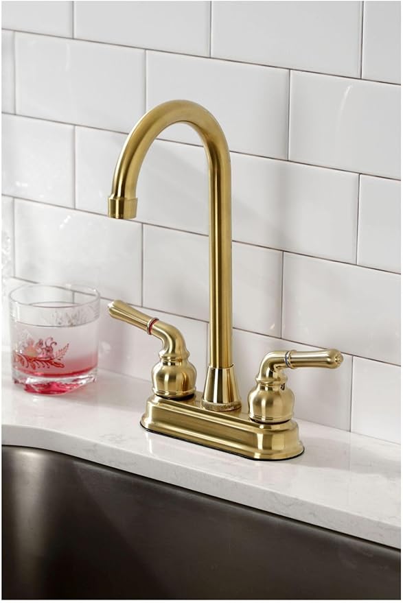 Kingston Brass KB494 Magellan 4-Inch Bar Faucet, 4-3/4-Inch, Polished Chrome/Polished Brass