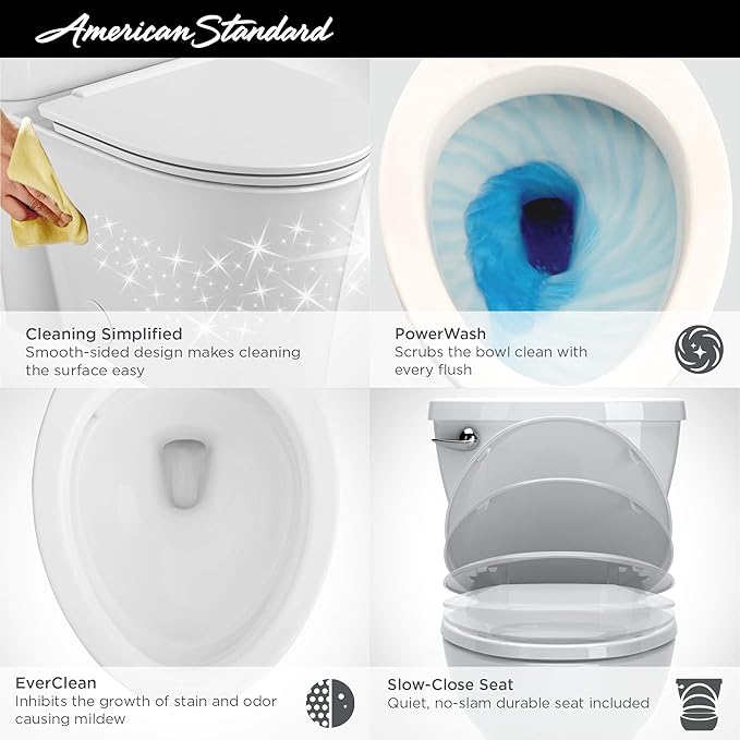 American Standard 226AA104.020 Studio S Right Height Elongated Toilet with Seat - Left Hand Trip Lever, White